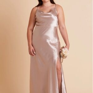 Birdy Grey Satin Taupe Bridesmaid Dress, Lisa Long